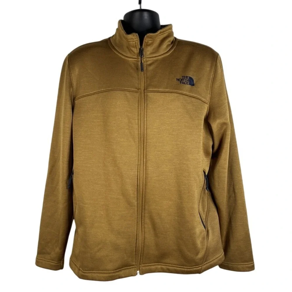 The‎ North Face Men's Fleece Lined Jacket Camel Tan Full Zip Logo Large -READ